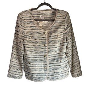 Monroe & Main Size 16 Tweed Beige Jacket Blazer Old Money Lady Like Preppy